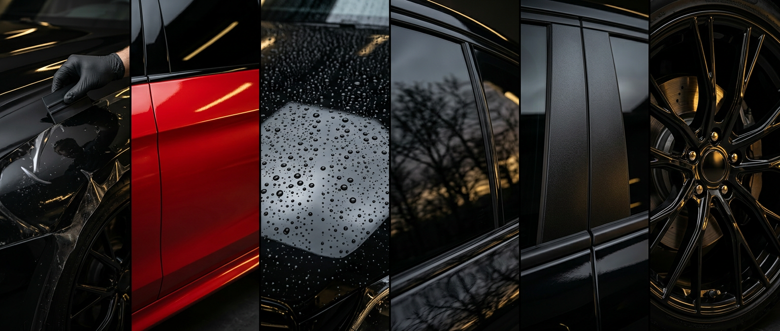 Ceramic coating applied across PPF, wraps, paint, glass, trim, and wheels